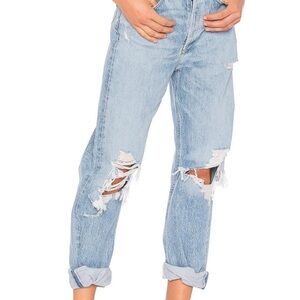 Agolde Light Blue Ripped Boyfriend Jeans